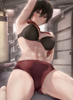 Mikasa after workout 💪 トレーニング後のミカサ